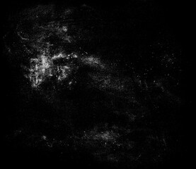 Dust and scratches design. Aged photo editor layer. Black grunge abstract background. Copy space.