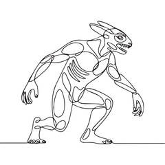 One continuous line illustration of an halloween animals, isolated on white background.	