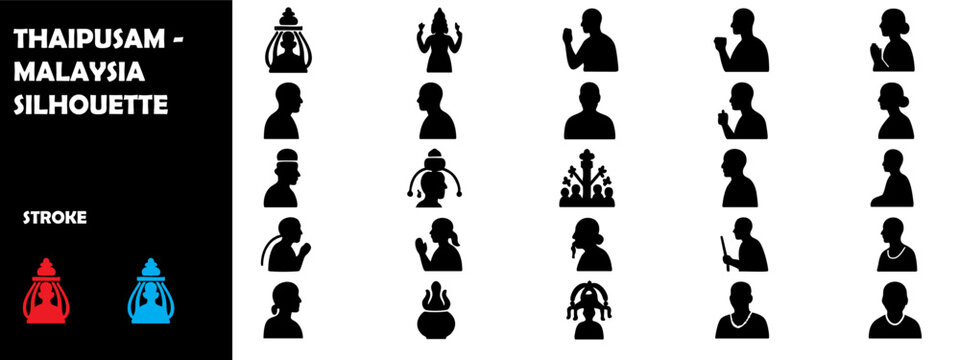 Thaipusam Malaysia Silhouette Vector &ndash; Kavadi Procession, Hindu Religious Festival