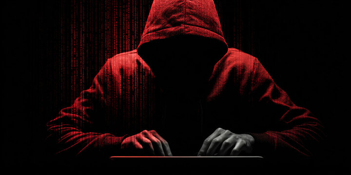 Mysterious Red Hooded Figure in Dark - Anonymous Person Portrait