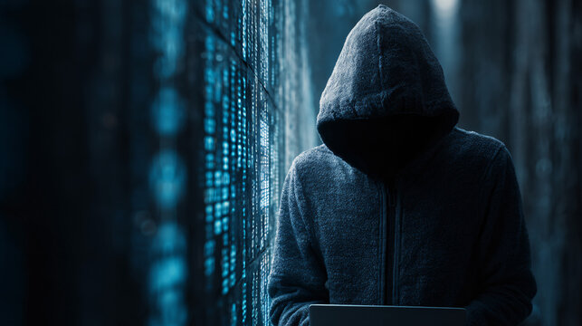 Blue Digital Cityscape with Binary Code - Technology Data Visualization - Powered by Adobe