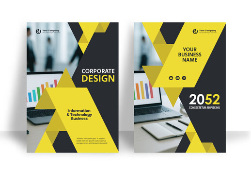 Business Report Cover Template &ndash; Yellow and Orange Geometric Layout (A4)	
