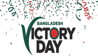 Bangladesh Victory Day celebration with confetti and streamers vector