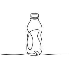 One continuous line illustration of an bottle, isolated on white background.	