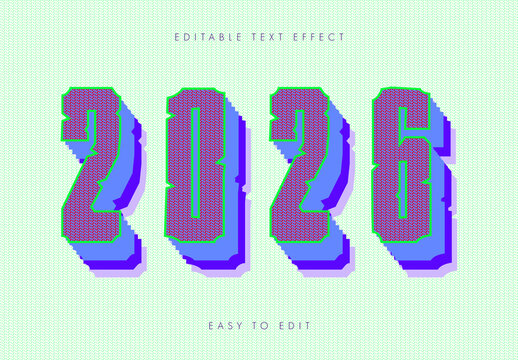 Abstract Pixel Texture Retro New Year Text Style