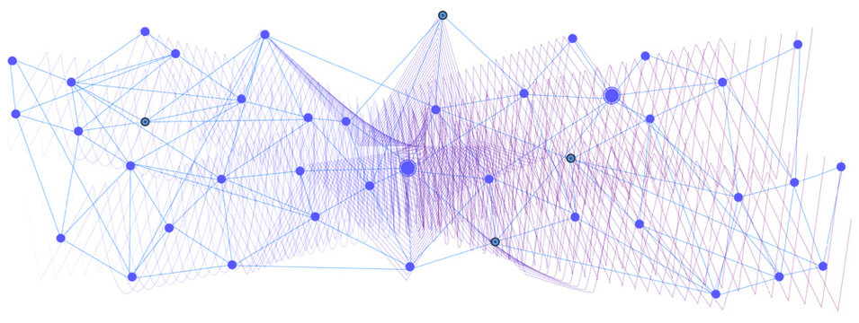 Abstract Network Diagram with Connected Nodes and Lines Against a Gray Backdrop, Representing Interconnectivity and System vector illustration. 