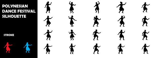 Polynesian Dance Festival Silhouette Icon – Pacific Island Cultural Celebration Vector
