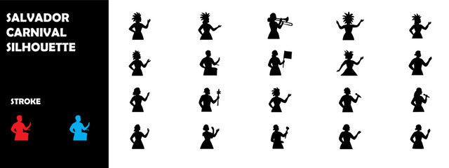 Salvador Carnival Brazil Silhouette Icon – Street Dance & Samba Festival Vector