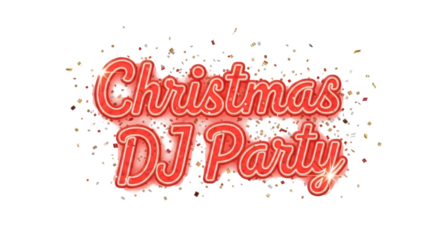Christmas dj party text isolated on transparent background