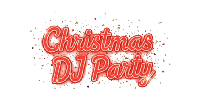 Christmas dj party text isolated on transparent background - Powered by Adobe