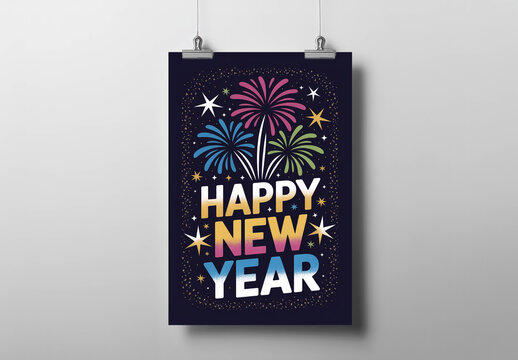 New Year Vertical Poster Mockup