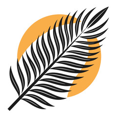 Obraz premium Palm leaf illustration with orange circle