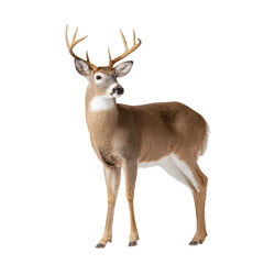 Fototapeta premium White tailed buck standing, looking away with antlers