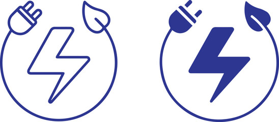 Electrical power icon symbol sign, vector illustration Lightning bolt icon set. Electric power vector plug and lightning bolt pictogram. Phone charge technology concept.