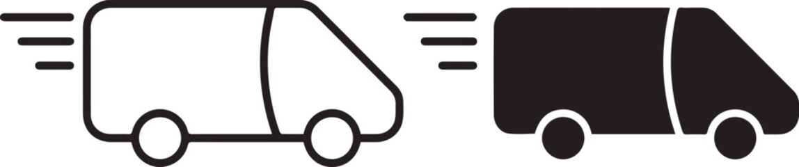 truck, delivery, logistics, transportation, package, freight, cargo, vehicle, commercial, blue, minimalist, icon, simple Fast delivery truck icon for express shipping service.