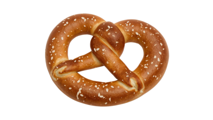 Traditional salted pretzel isolated on the transparent background fresh baked snack, classic german bread, artisan bakery food, oktoberfest cuisine