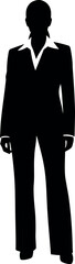 Professional businesswoman silhouette in suit, standing leadership.