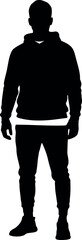 Male silhouette standing in hoodie and joggers, full body vector © Vector World