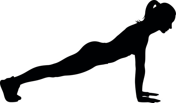 Silhouette of a woman maintaining plank for core strength fitness