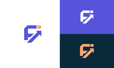 FD Letter Logo with Modern Minimal Business & Growth Icon