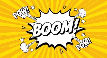 Vibrant Comic Book Action Pow Boom Style Illustration