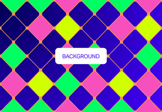 Vibrant Neon Harlequin Geometric Diamond Pattern Background