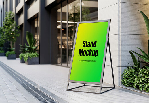 Vertical Stand Mockup in Urban Setting