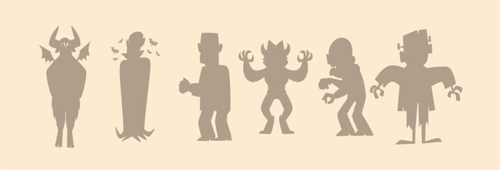 Halloween silhouette set Bats silhouettes and line art vector icon set collection. Set of Halloween zombie hands silhouette vector. Spooky Halloween Silhouette,  vector illustration.  