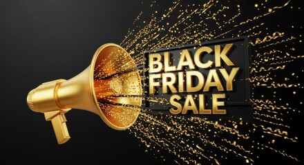 Golden megaphone announces huge Black Friday sale savings