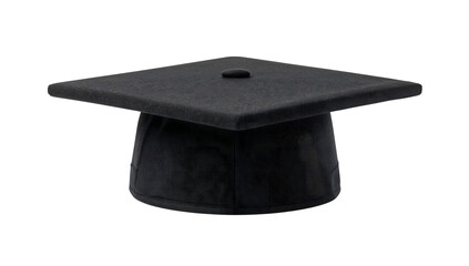 Classic black graduation cap isolated on the transparent background celebrating academic achievement and educational success