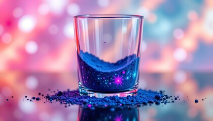 Cosmic Powder Glass with Dreamy Pastel Background