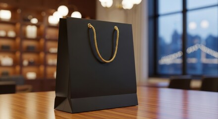 Elegant Black Shopping Bag in a Luxury Store