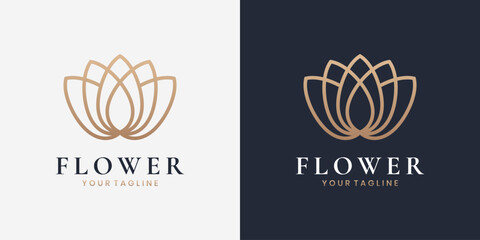 Elegant lotus flower line logo design