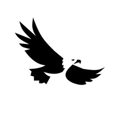 A powerful, minimal black and white logo of an eagle in mid-flight with wide, stylized wings. Ideal for sports, security, finance, or any brand emphasizing strength, freedom, and precision.