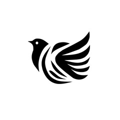 A majestic, black and white logo of a stylized dove or small bird in flight with bold, layered wings. Perfect for spiritual, peace, freedom, travel, or any brand seeking a powerful, minimal emblem.