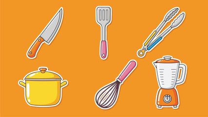 Cartoon Kitchen Utensils and Cookware