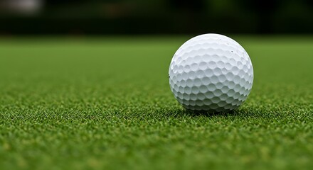 Fototapeta premium Golf ball on green grass closeup sport competition concept