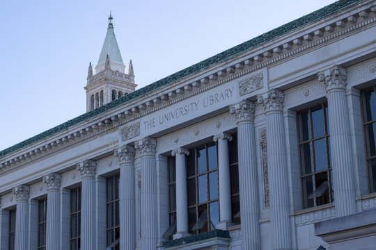 Berkeley, CA, USA - Nov 20, 2023: The Charles Franklin Doe Memorial Library on the UC Berkeley campus in Berkeley, California. UC Berkeley is a public research university.