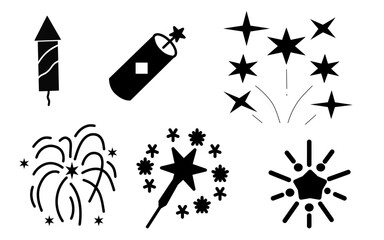 Vector Golden Doodle Fireworks Isolated, Celebration, Party Icon, Anniversary, New Year Eve.