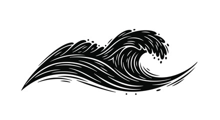 Fototapeta premium Dynamic black wave illustration with foamy crest, evoking power and movement