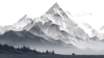 Stunning black and white mountain art landscape high resolution picture