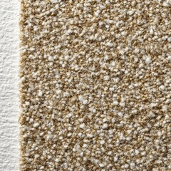Fototapeta premium A detailed close up view of a carpet texture featuring a mix of light brown and white fibers creating a speckled effect.