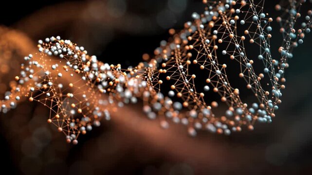 Close-up polymerase chain conceptual visualization merging with digital genome map matrix, refined precision science mood, gene-based therapy - Powered by Adobe