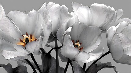 Stunning flower artwork with elegant black and white tones high resolution picture