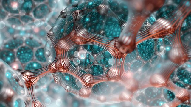 Close-up receptor pattern recognition metaphor using repeating structural geometry, future biotech composition, receptor targeted treatment