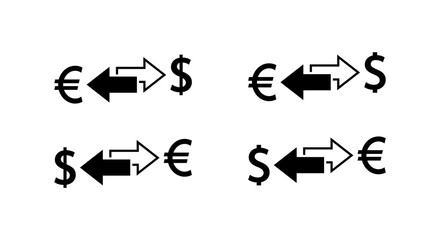 Euro to dollar exchange arrow in flat style. Money conversion and forex transaction symbol
