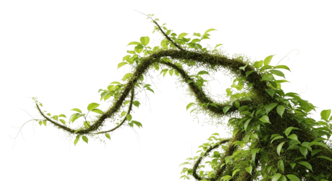 Green vine arching with leaves transparent background cutout png - Powered by Adobe