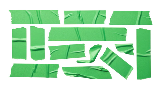 Green washi tape pieces transparent background cutout png
