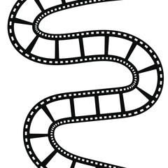 Fototapeta premium Curved film strip vector, wavy movie reel tape, cinema frame path illustration