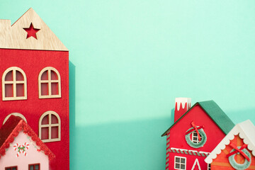 카피 공간이 있는 크리스마스 마을 노을 풍경